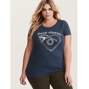 Torrid Teal Blue Dark Hearts Tee - Torrid Size 1